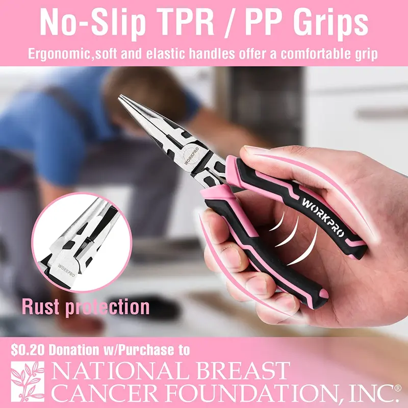 WORKPRO Rosa 4-teiliges Zangen-Set – Rosa Band
