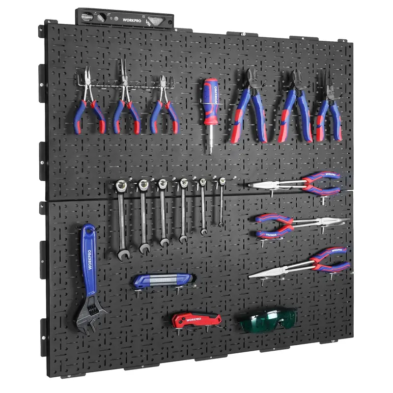 WORKPRO schwarzes Metall-Stahl-Pegboard für Garagenwände – Wandorganizer