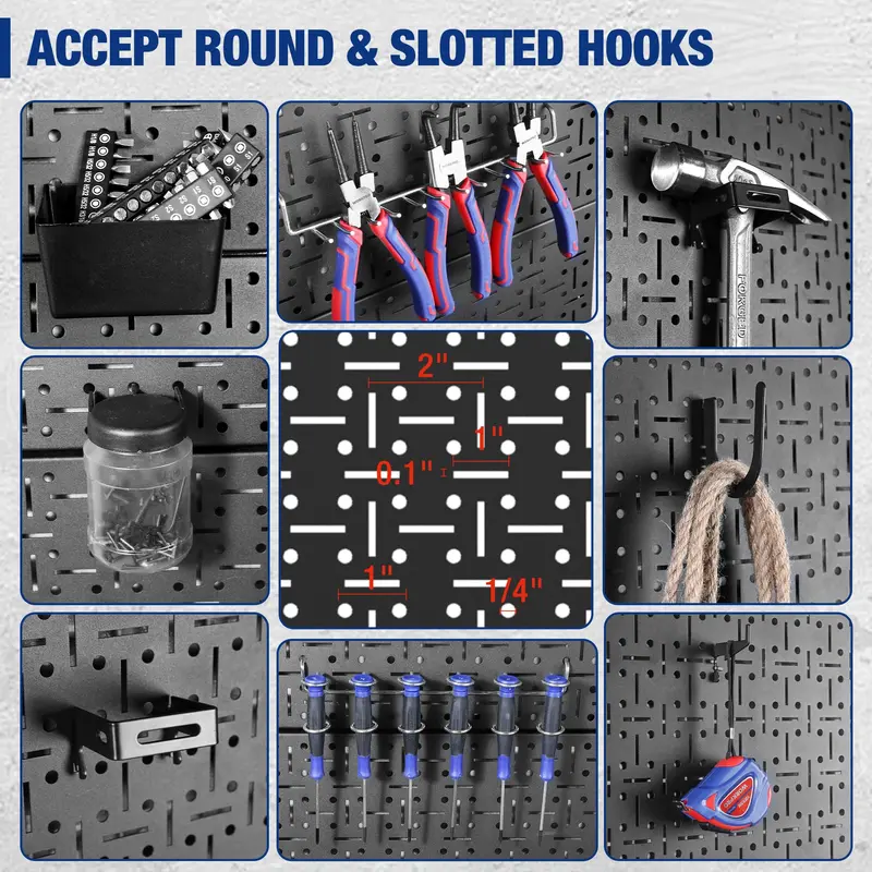 WORKPRO schwarzes Metall-Stahl-Pegboard für Garagenwände – Wandorganizer