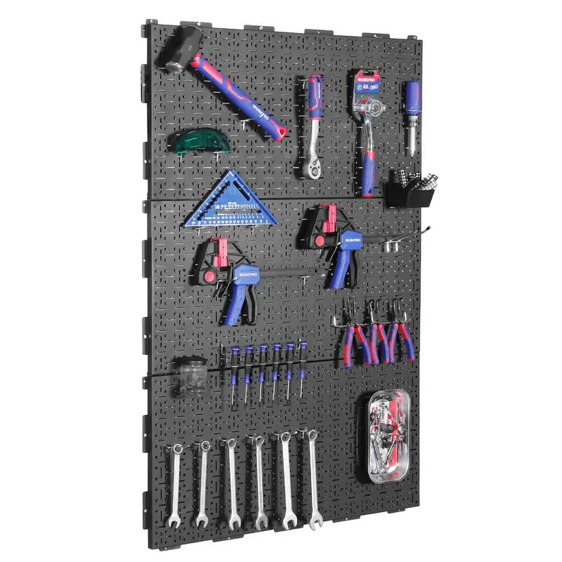 WORKPRO schwarzes Metall-Stahl-Pegboard für Garagenwände – Wandorganizer