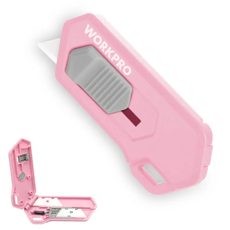 WORKPRO Sicherheits-Cutter mit Keramik-Klinge und Magnetverschluss, inkl. 2 Klingen, Rosa