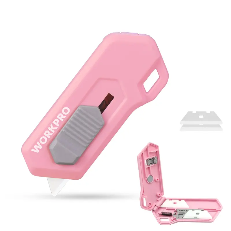WORKPRO Sicherheits-Cutter mit Keramik-Klinge und Magnetverschluss, inkl. 2 Klingen, Rosa 2