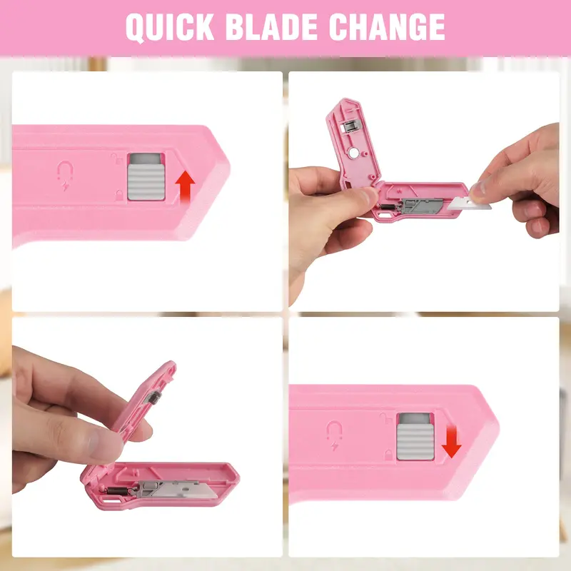 WORKPRO Sicherheits-Cutter mit Keramik-Klinge und Magnetverschluss, inkl. 2 Klingen, Rosa
