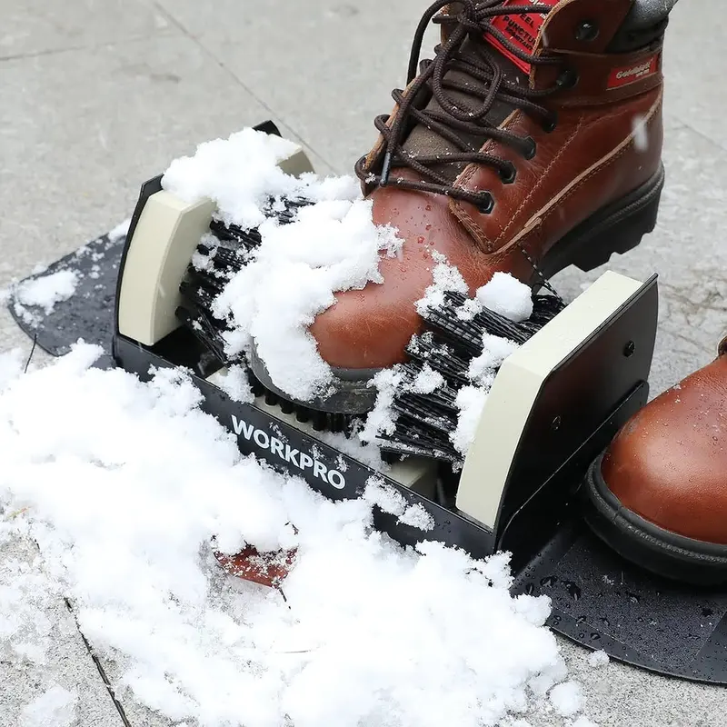 WORKPRO Stiefelbürste mit Kratzer für den Außenbereich, Schuhreinigungsbürste, Stiefelreiniger mit Klappen, robuste Stiefelreinigungsbürste