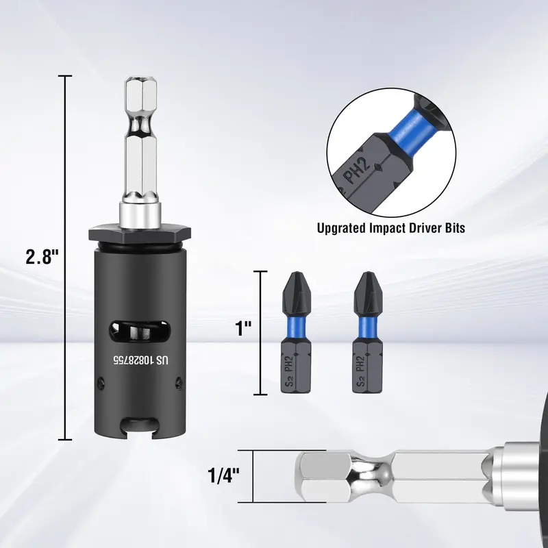WORKPRO Trockenbau-Bithalter mit 10 Schutzringen und 2 PH2-Aufsätzen für Schlagschrauber (1 Zoll) 2