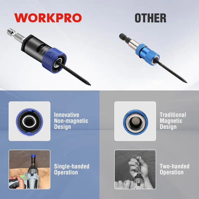 WORKPRO Trockenbau-Bithalter mit 10 Schutzringen und 2 PH2-Aufsätzen für Schlagschrauber (1 Zoll)