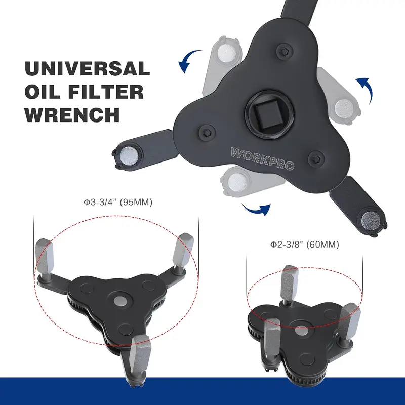 WORKPRO Universal-Ölfilter-Schlüssel, verstellbar, magnetisch – Ölfilter-Entfernungswerkzeug, Set für Ölwechsel, ideal für Motorfilter, Leitungen und Armaturen 2