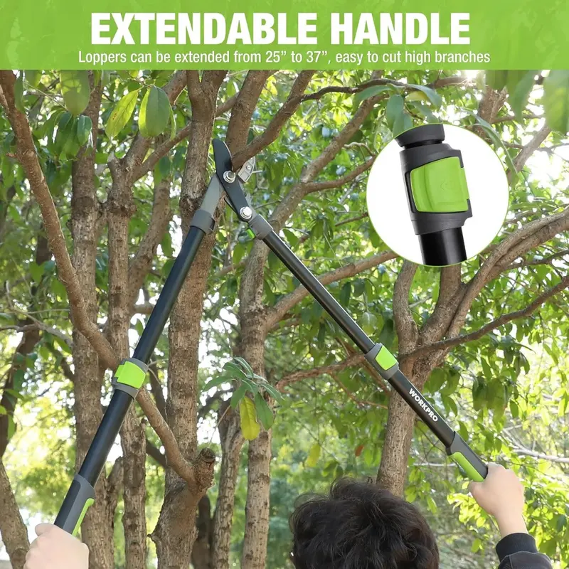 WORKPRO verstellbare Gartenschere mit Amboss, 63–94 cm (25–37 Zoll), robuste Astschere für Garten und Baum