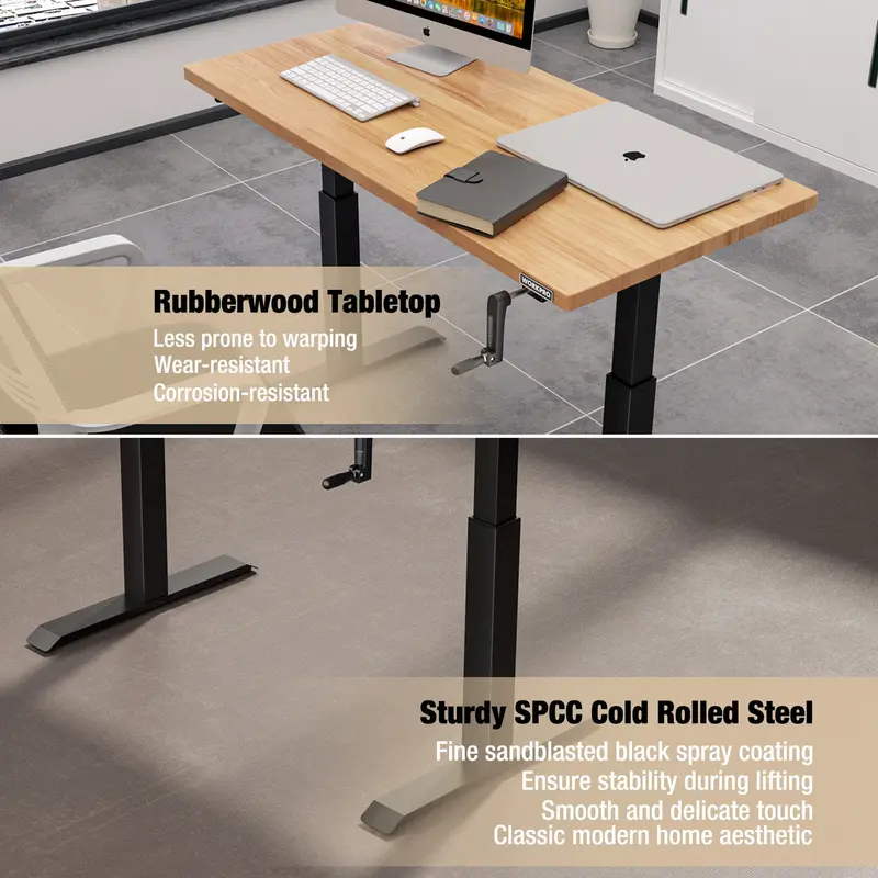 WORKPRO verstellbare Werkbank, 120 × 60 cm, mit Kurbelgestell, Tragkraft bis 136 kg