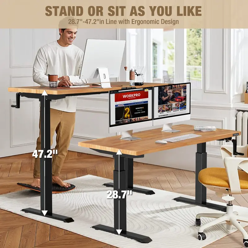WORKPRO verstellbare Werkbank, 120 × 60 cm, mit Kurbelgestell, Tragkraft bis 136 kg