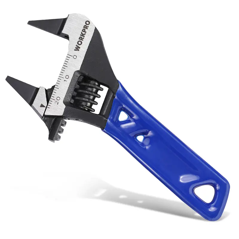 WORKPRO Verstellbarer Schraubenschlüssel, 10 cm (4 Zoll), breite Backenöffnung, aus Chrom-Vanadium-Stahl, metrisch/zollbasiert