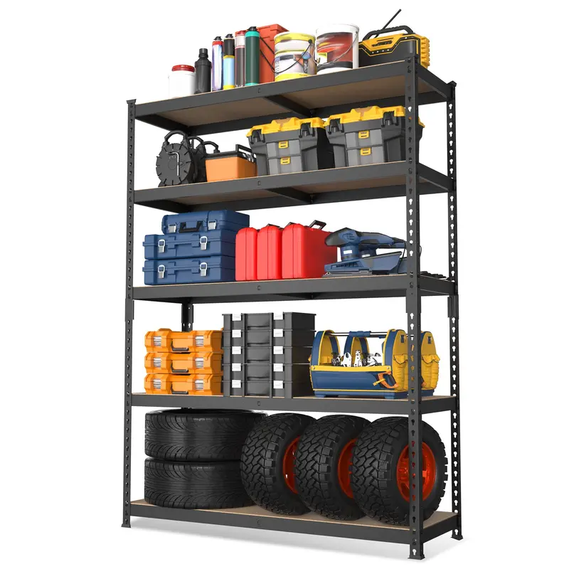 WORKPRO verstellbares 5-Ebenen-Stahlregal, 35,3" B x 17,5" T x 72" H, robustes Regal mit MDF-Platten, Gesamtlastkapazität bis zu 748 kg