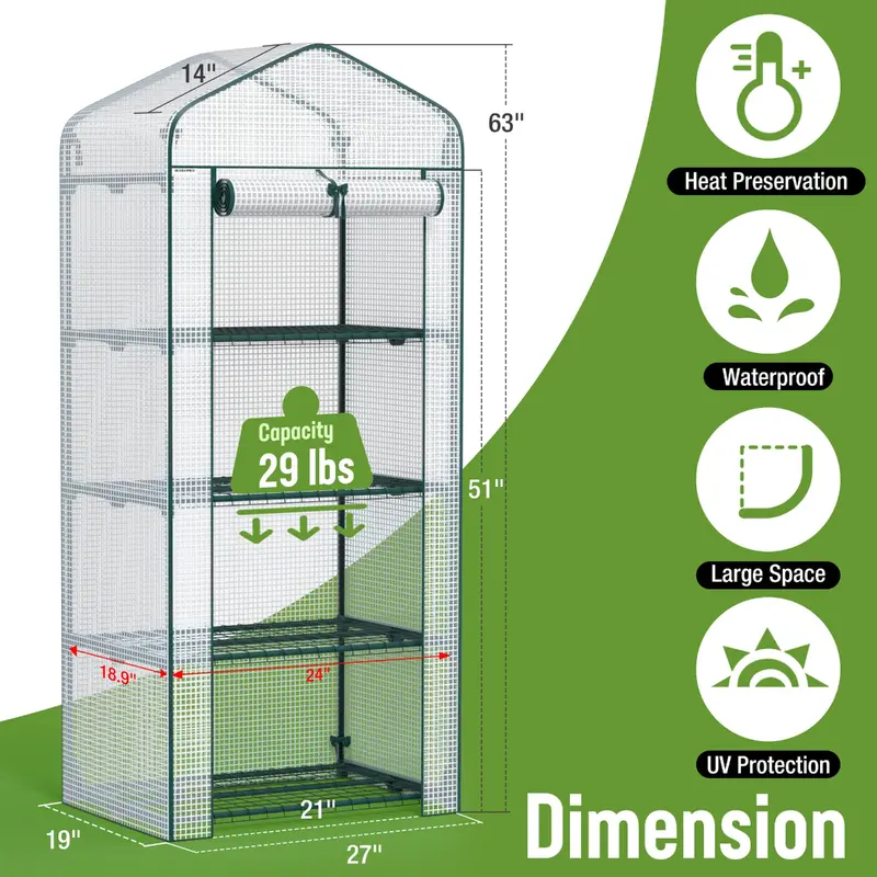 WORKPRO Weißer 4-stufiger tragbarer Regalständer für Gartenarbeit, Pflanzen und Mini-Gewächshaus, 68,6 cm (L) × 48,3 cm (B) × 160 cm (H) 2