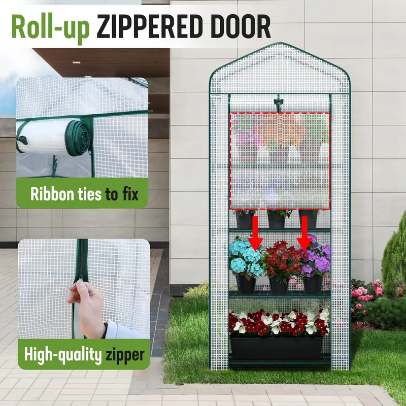WORKPRO Weißer 4-stufiger tragbarer Regalständer für Gartenarbeit, Pflanzen und Mini-Gewächshaus, 68,6 cm (L) × 48,3 cm (B) × 160 cm (H)