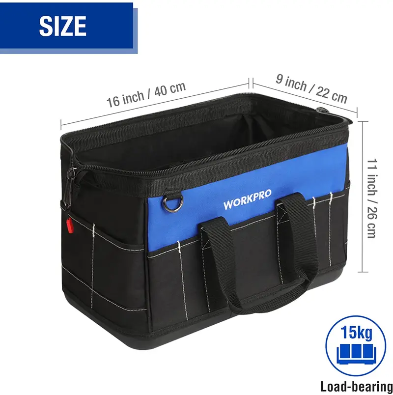 WORKPRO Werkzeugtasche mit extra breitem Mund, 40 cm, wasserdichte, geformte Basis 2