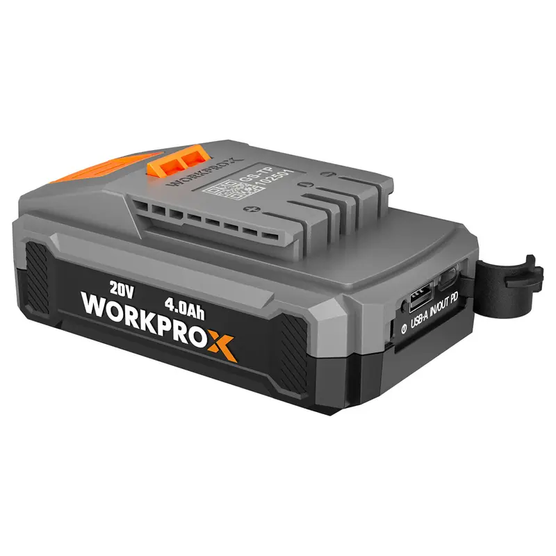 WORKPROX 20-V-4,0-Ah-Li-Ionen-Akku mit USB-C-Schnellladefunktion und LED-Anzeige
