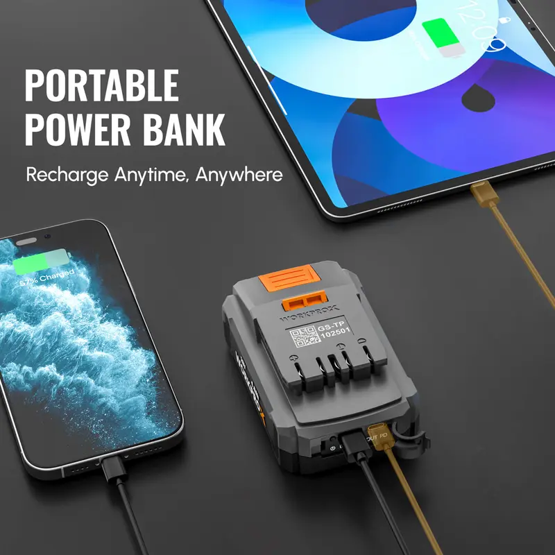WORKPROX 20-V-4,0-Ah-Li-Ionen-Akku mit USB-C-Schnellladefunktion und LED-Anzeige