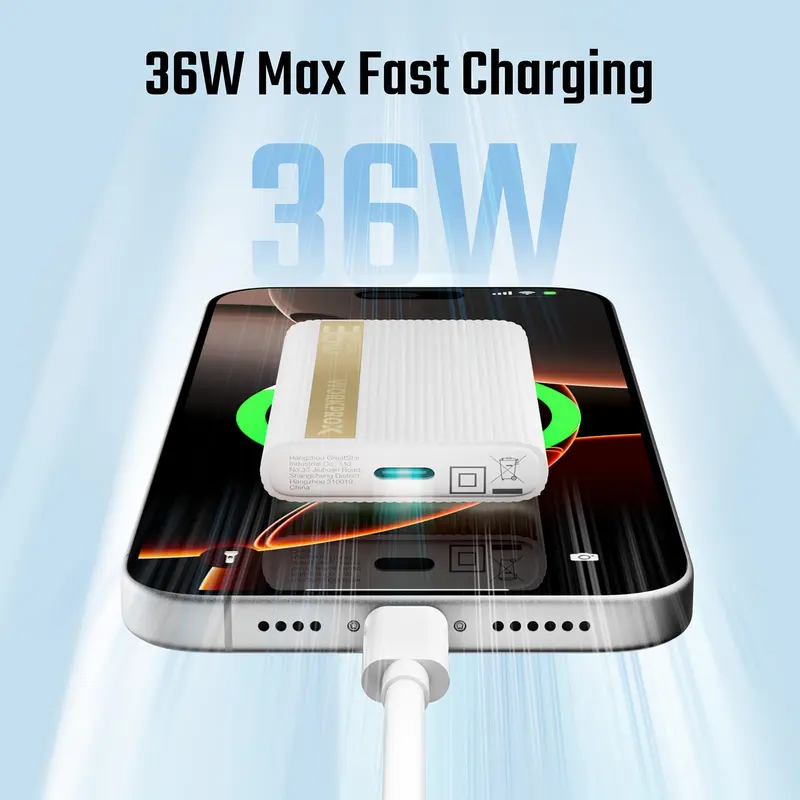 WORKPROX 36 W GaN Ultraflacher Wandladegerät mit klappbarem Stecker und USB-C-Kabel (Schnellladen) 2