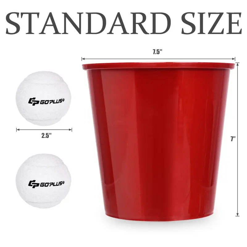 Yard-Pong-Spiel, Riesiges Pong-Spiel-Set mit 12 Eimern, 2 Bällen und einer Tragetasche