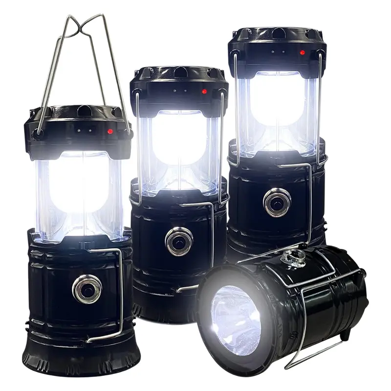 Zusammenklappbare tragbare LED-Campinglaterne mit Solar- und USB-Aufladung